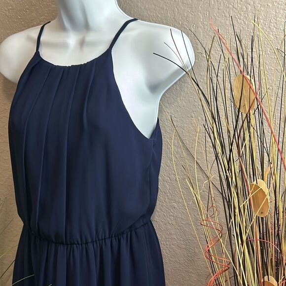 #105 I.N. San Francisco Navy blue sleeveless flutter, dress size Small - Picture 5 of 8